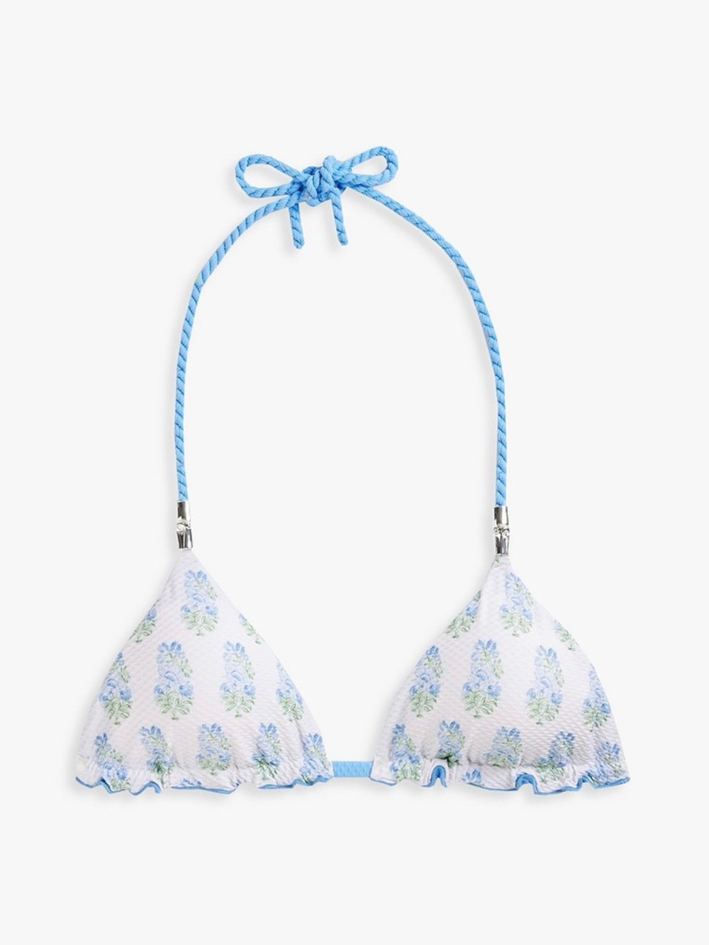 NWT Heidi Klein ‘Stretch-Jacquard Triangle Bikini Top’ in “Light Blue” Size XL